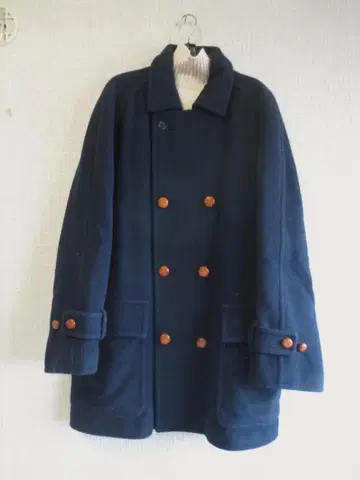 GLENOVER 네이비 더블 브레스트 멜톤 원단 피코트