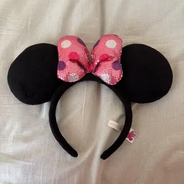 디즈니 미니 머리띠 리본 도트 핑크 구 디자인