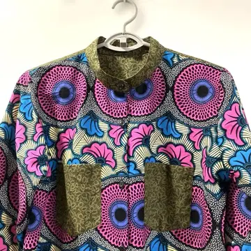 아프리칸 셔츠 원피스 긴팔 M 핸드메이드