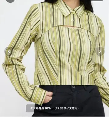 [ 미사용 새상품 ] LAGUAGEM 러그아젬 스트라이프 크롭 셔츠