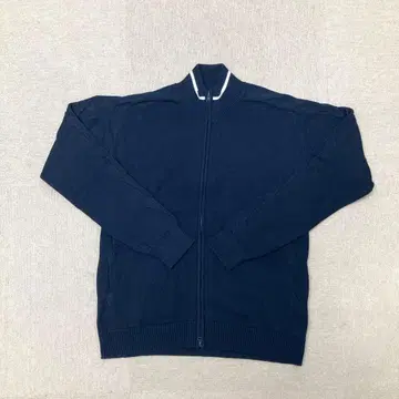 새상품 LACOSTE 풀 집업 니트 긴팔 네이비 변형 케이블 L