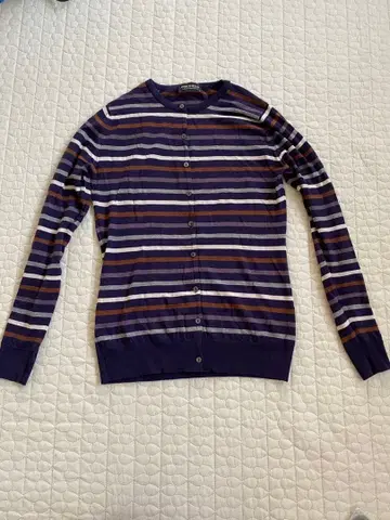 John Smedley 긴팔 울 가디건 보더 무늬 M