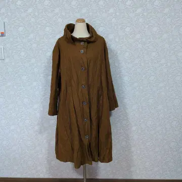 아무우 akane 라메 브라운 롱 코트