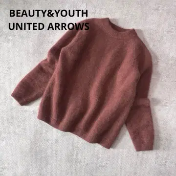 BEAUTY&YOUTH 새상품급 퍼 헤어 리 니트 L 브라운 계열 스웨터