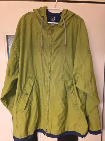 올드 GAP 후드 부착 나일론 자켓 꾀꼬리 그린 XL 레어 컬러