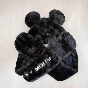 미키 팬캡 머플러 블랙