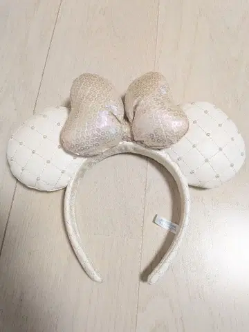 디즈니 머리띠 화이트 스팽글