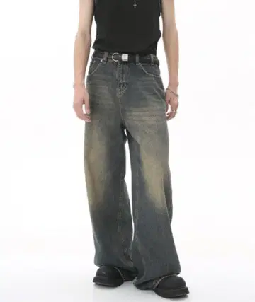 [ 완판템 ] 와이드 스트레이트 데님 팬츠 빈티지 인디고 블루