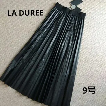 새상품 LA DUREE 합성 피혁 플리츠 롱 스커트/인조 가죽 9호