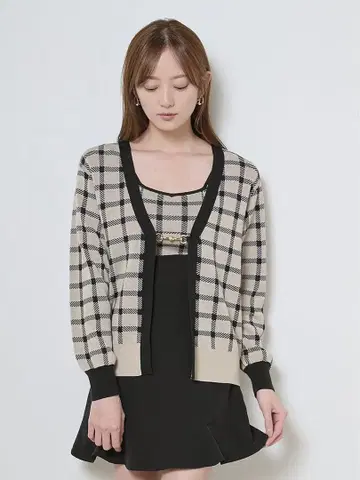 SNIDEL 체크 무늬 긴팔 가디건 ONE SIZE