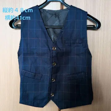 네이비 체크 무늬 수트 베스트와 팬츠 세트 160 미사용 새상품