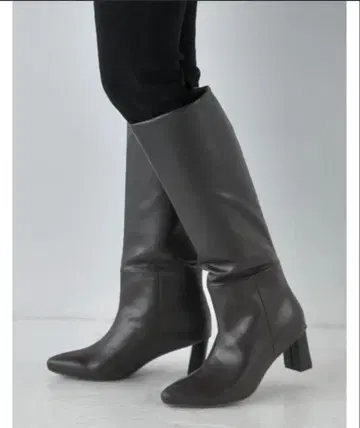 리디 인조 가죽 스틸레토 힐 롱 부츠 XL 사이즈 브라운