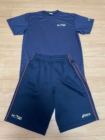 법정대학 공식 트레이닝 의류 상하의 세트 반팔 하프 팬츠 asics