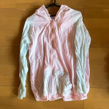 milk kim 풀 집업 후드티 핑크/화이트