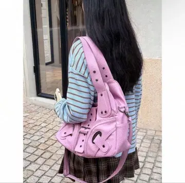 대용량 백 핸드 숄더 여성용 핑크
