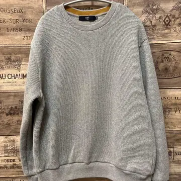 SHIS 그레이 리브 맨투맨 스웨터