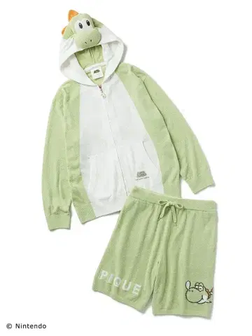 요시 후드 부착 후드티와 숏팬츠 세트