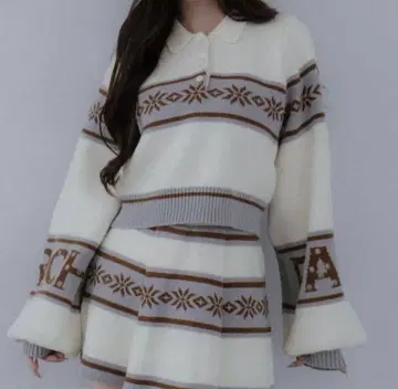 Darich 스노우 패턴 라메 니트 셋업 FL