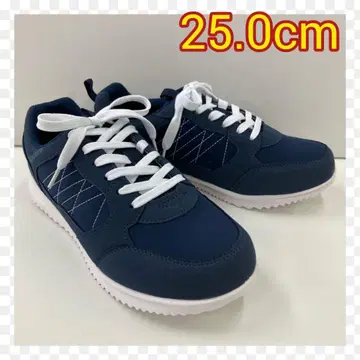 25.0cm 새상품 남성용 경량 컬러 슈즈 화려한 스니커즈 네이비