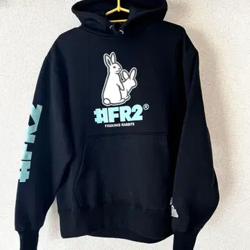 FR2 후드티 블랙 M 토끼 그래픽