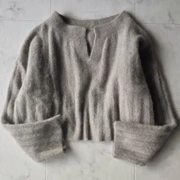 새상품급 개럴개런트 울 와이드 리브 니트 베이지 모카 키넥