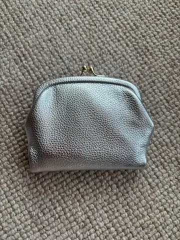 HASHIBAMI 싸개 가마구치 하프 지갑 이단 접이식 가마구치 실버