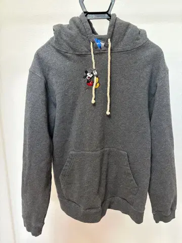 미키마우스 자수 그레이 후드티