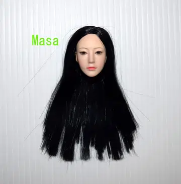 1/6 SUPER DUCK 여성 헤드 블랙 롱 헤어 안구 가동