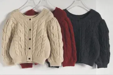 안느크 금기 아이보리 케이블 니트 가디건