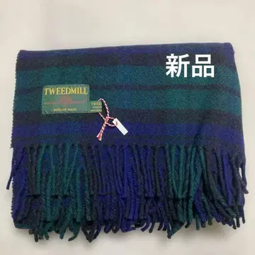 미사용 TWEEDMILL 울 대형 스톨 블랙워치