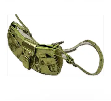 메탈릭 그린 크로커다일풍 숄더백 옐로우 그린 Y2K