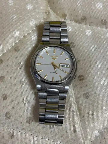 SEIKO 5 자동 와인딩 손목시계 실버 데이데이트 빈티지