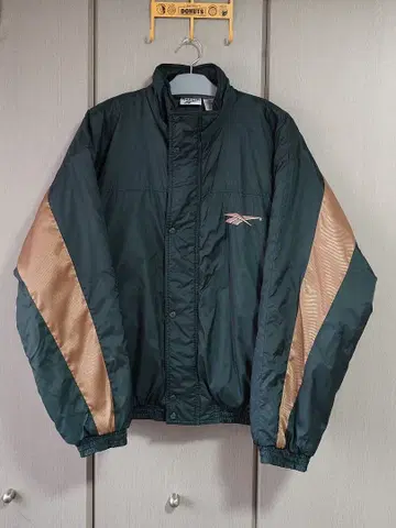 리복 나일론 다운 자켓 리복 구제 의류 90s 좋은 배색