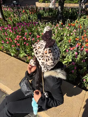 디즈니 레오파드 무늬 캡