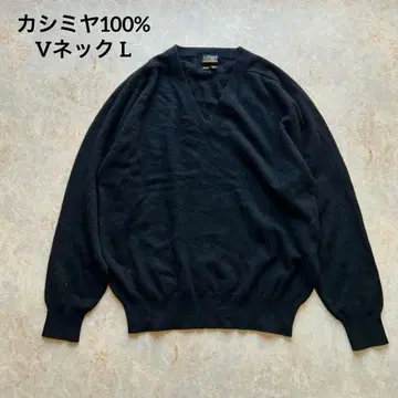 캐시미어 100% V넥 스웨터 니트 블랙 L