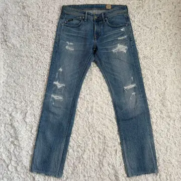 YAUNK MICHEL 스트레치 입 데미지 가공 데님 팬츠 w28