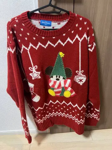 미키마우스 크리스마스 스웨터 M-L 빨간색