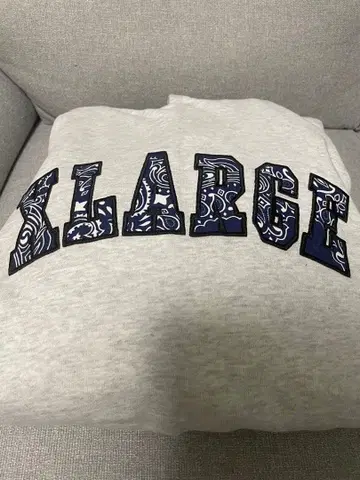 X-LARGE 프린트 그레이 후드티