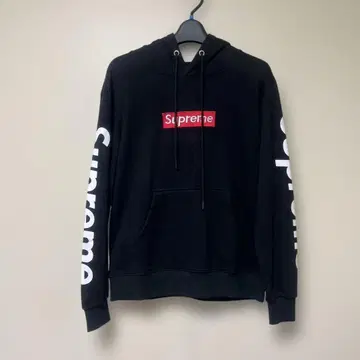 박스 로고 후드티 블랙