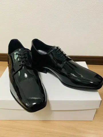 블랙 광택 드레스 슈즈 레이스업