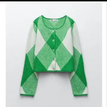 ZARA 아가일 자카드 니트 가디건
