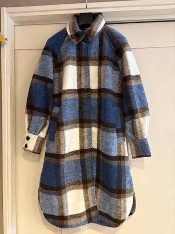 H&M 체크 무늬 모헤어풍 롱 코트