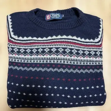 CHAPS 네이비 페어아일 패턴 니트 스웨터