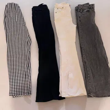 팬츠, 데님 묶음 판매 체크 블랙 화이트 그레이