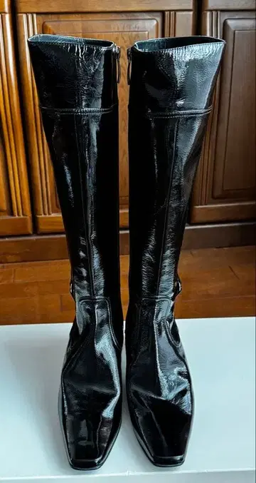 [ 컨디션 최상 ] NEO RHYTHM 롱 부츠 블랙 에나멜 25cm