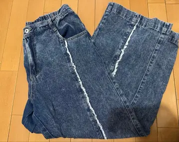 프린지 디자인 와이드 레그 데님 팬츠 시마무라 hina 콜라보 3L