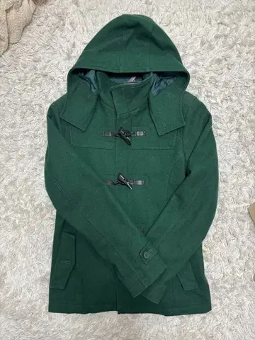 그린 후드 부착 더플 숏코트