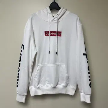 박스 로고 화이트 후드티