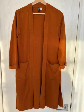 오렌지 롱 가디건 2 포켓
