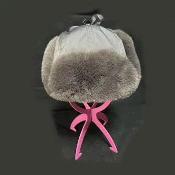 인조 모피 플라이트 캡 그레이 방한